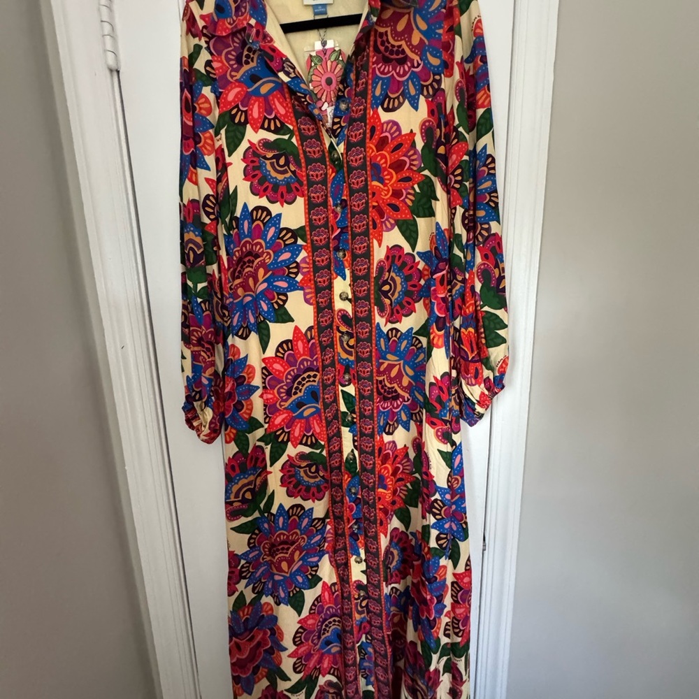 Anthropologie Farm Rio Long Sleeve Sundress
